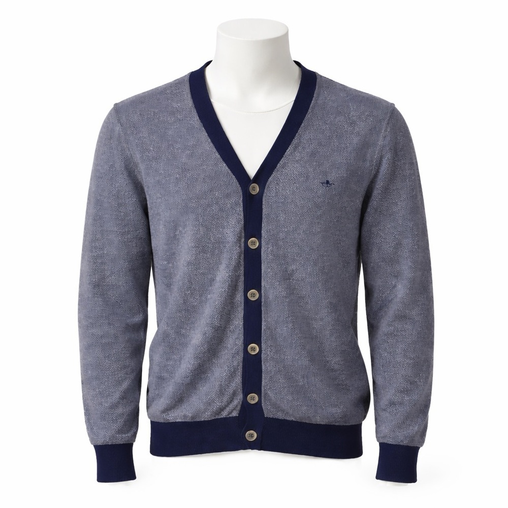Size M Dockers Men’s Navy Heather Button‎ Cardigan Sweater Logo